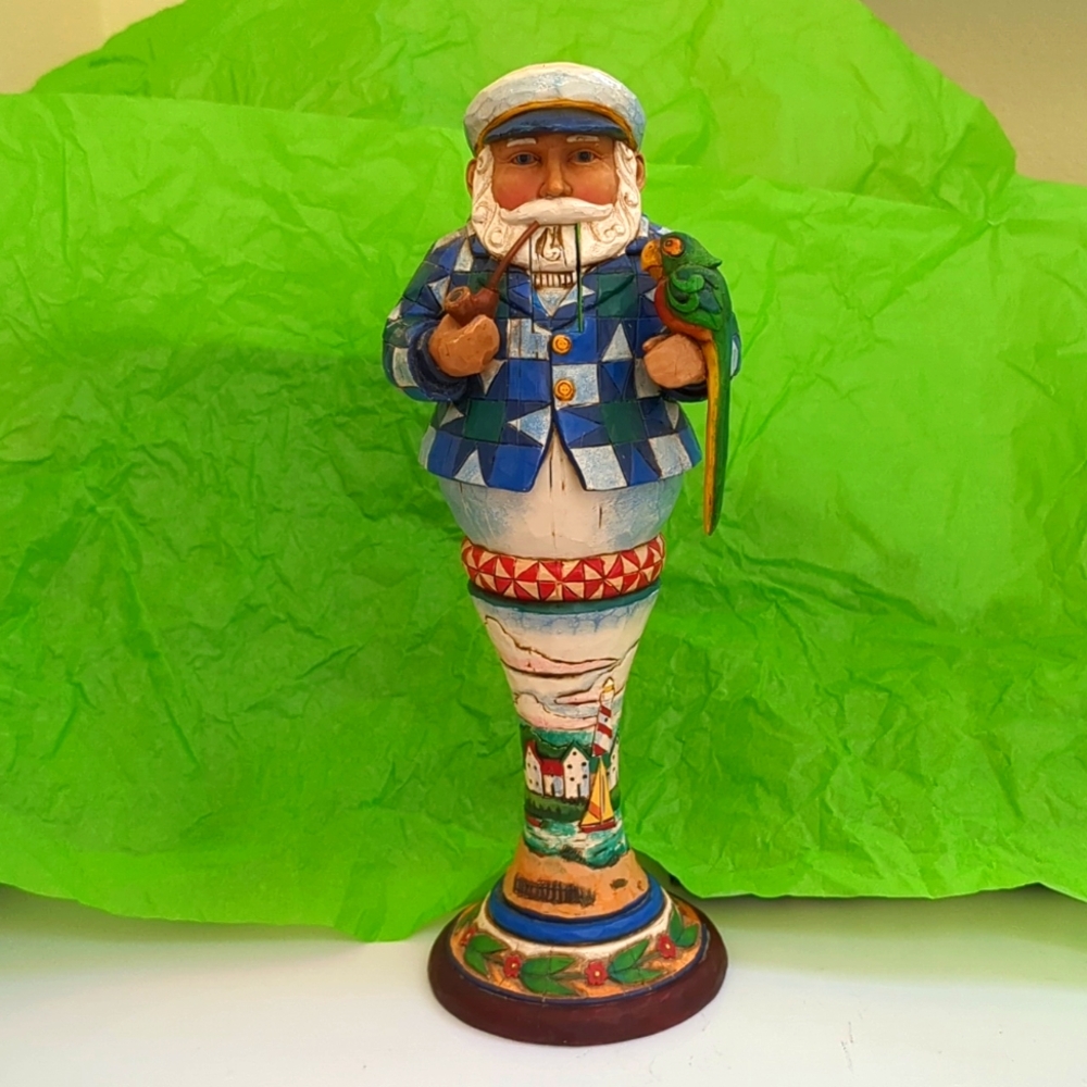 Jim Shore Seaside Companions 2005 Heartwood Creek Nutcracker Sailor & Parrot 9"